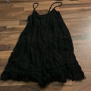 Black ruffle mini dress
